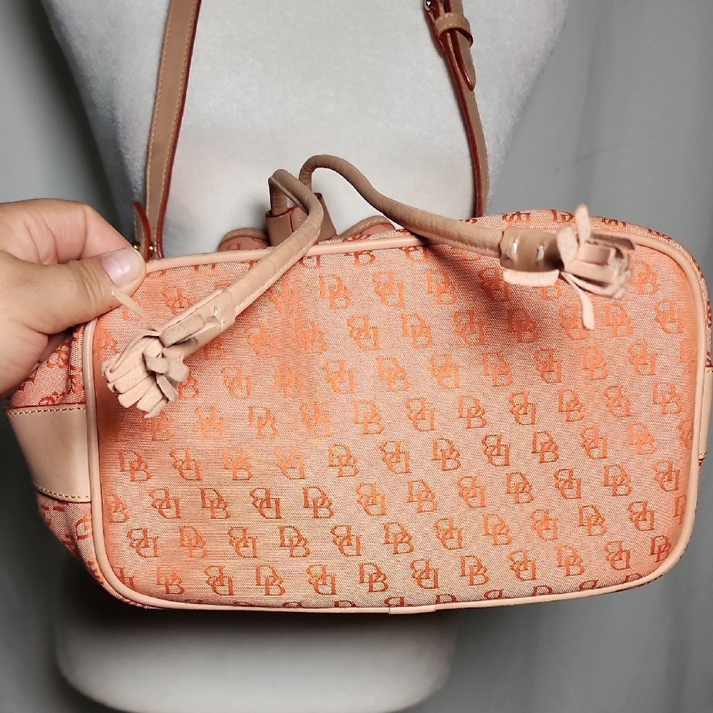 Chic Peach Monogram Drawstring Backpack - image 3